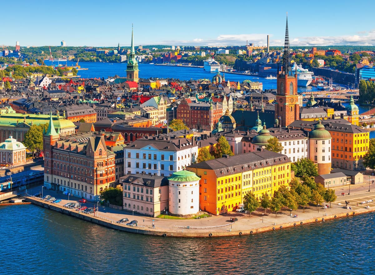 Fototapete PAPERMOON "Stockholm Old Town", bunt, B:2m L:1,49m, Vlies, Tapeten, Fototapete bunt B/L: 2m x 1,49m, Bahnen: 4 Stk.