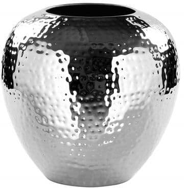 BIDK Home Losone Iron Hammered Silver Vase