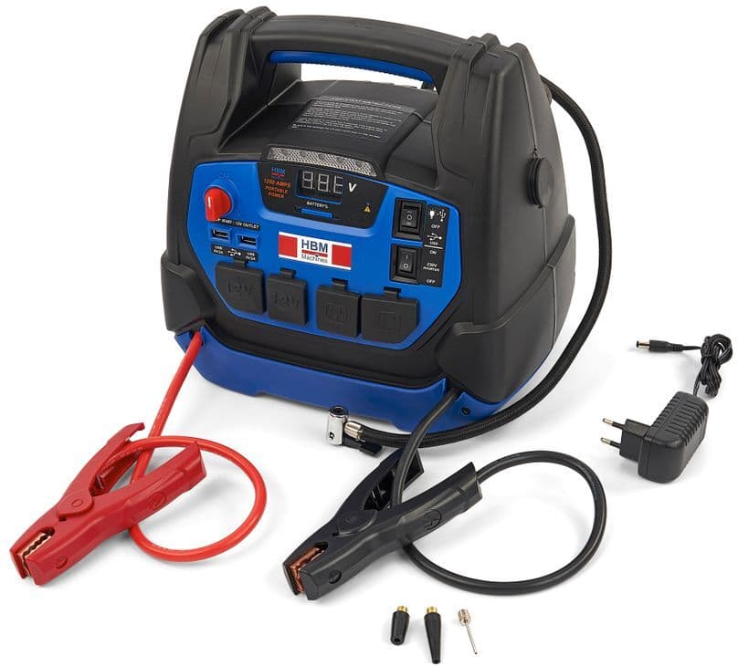 HBM Avviatore per auto, Booster di batteria, 12/230 Volt, 21 Ah