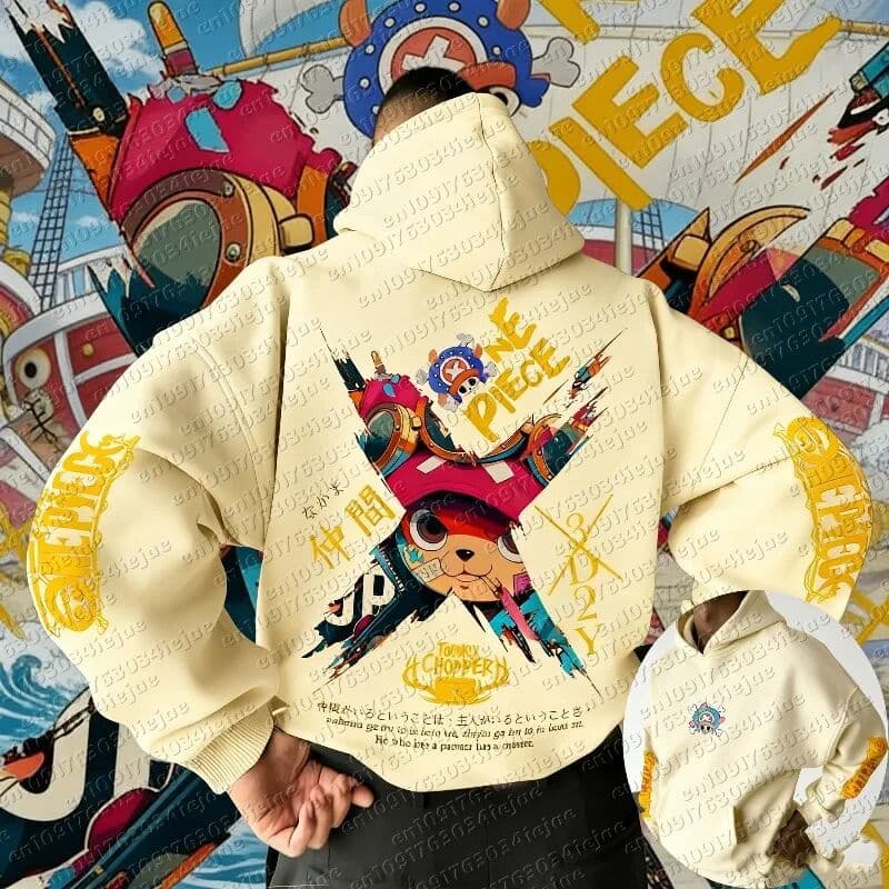 Bandai ONE PIECE Men's Hoodie Sweater Tony Tony Chopper Anime Summer Autumn  Boys Children's Long Sleeve Parent-Child Wear