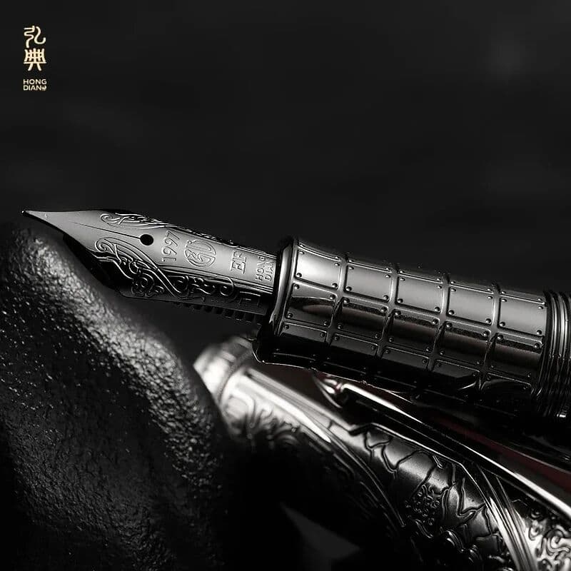 NONE Hongdian D5 Qin Piston Fountain Pen Dynasty Series Extra Fine/ Fine Long Knife Nib Exquisite Retro Writing Engraved Gift