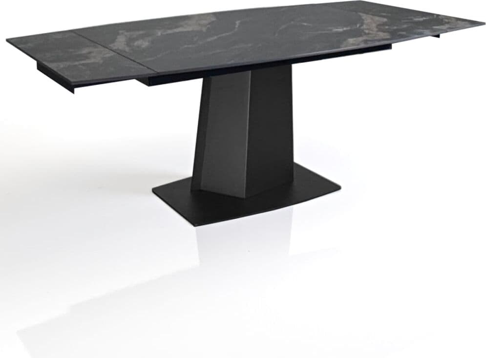 ORESTELUCHETTA Mesa extensible cerámica/metal negro/oro-negro 77x89x140-200 cm