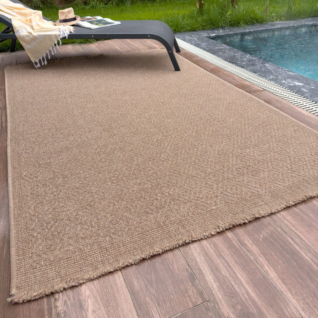 THE RUGS Nature Collection Geometric Indoor / Outdoor Area Rug Beige Rectangle 140 x 200 cm
