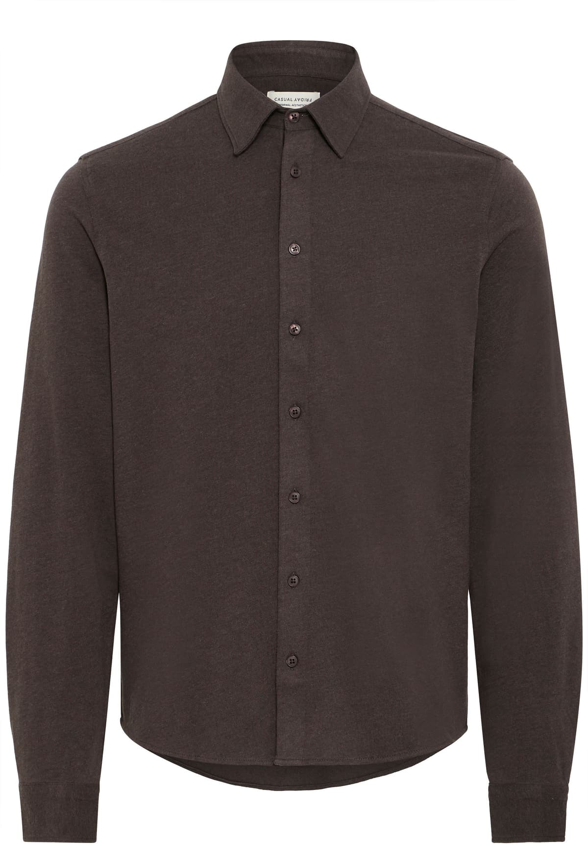 Langarmhemd CASUAL FRIDAY "Langarmhemd CFArkan", Herren, Gr. 3XL, N-Gr, braun (demitasse melange), Obermaterial: 100% Baumwolle CO., normal, Hemden Langarmhemd