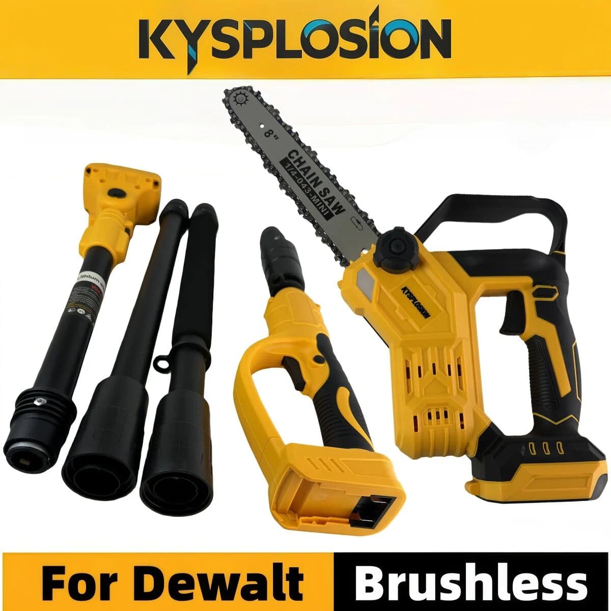 NONE For Dewalt 20V Battery Pin 2 in 1 Brushless Telescoping Electric Pole Chainsaw Electric Scissors High Branch Garden Power Tool