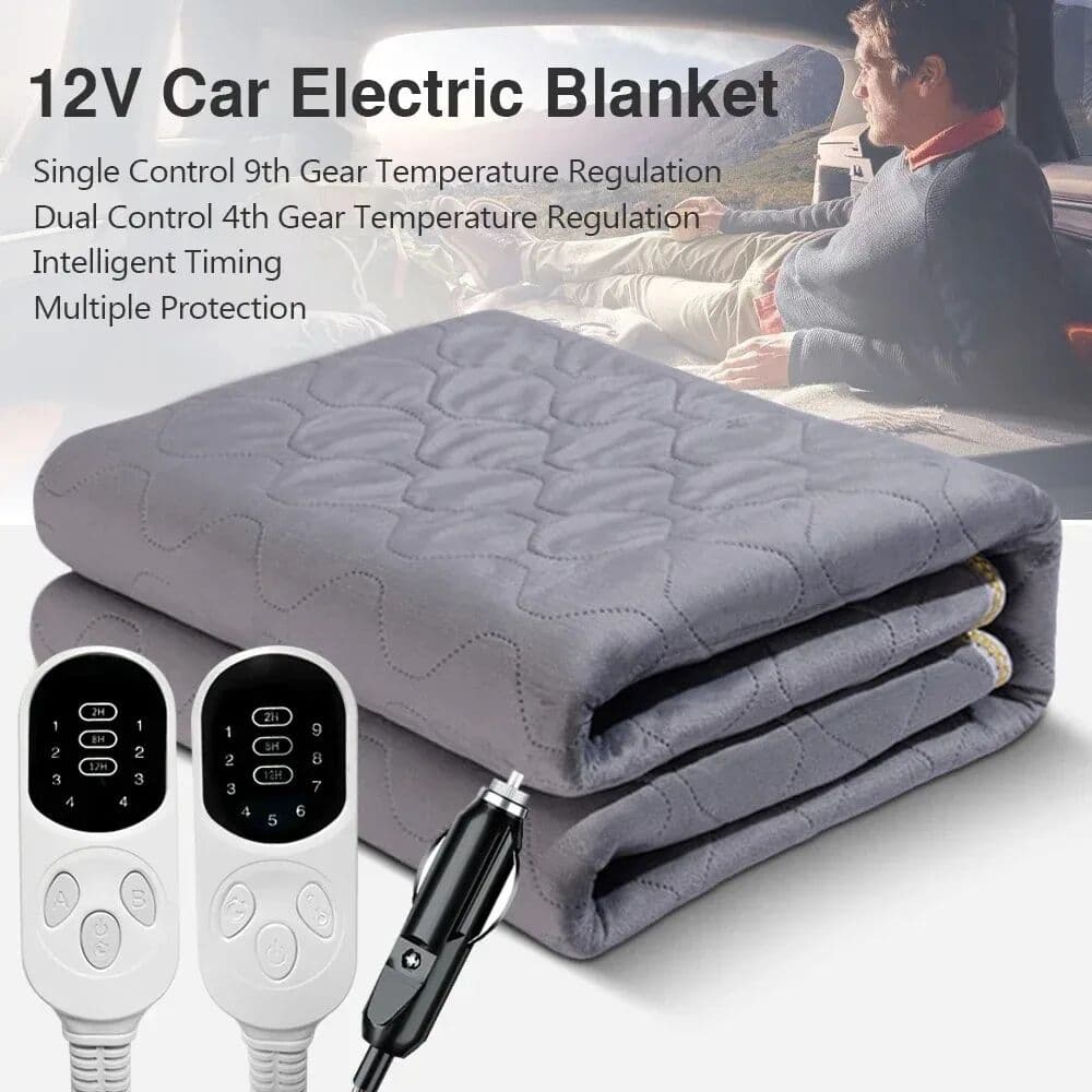 YTYIN Electric Heat Blanket For RV SUVs Car 12V Plush Thicker Heater Heated Mattress Thermostat Travel Heating Mat Winter Body Warmer