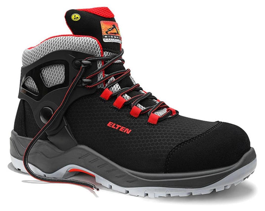 Elten Veiligheidsschoenen Arturo zwart-rood mid-hoog ESD veiligheidsklasse S3 maat 38