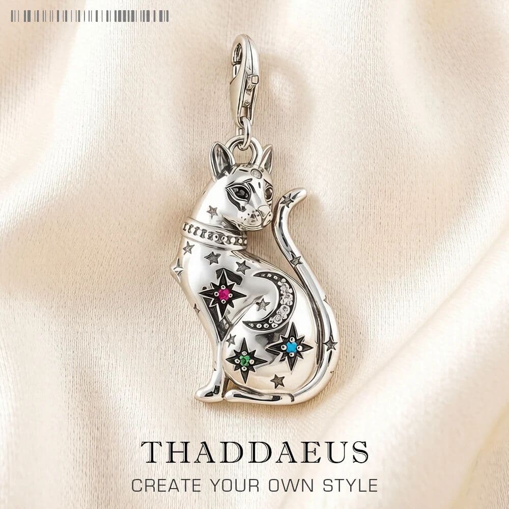 Thaddaeus Magic Cat Constellation Personal Lucky Charm For Women 925 Sterling Silver Romantic Pendant
