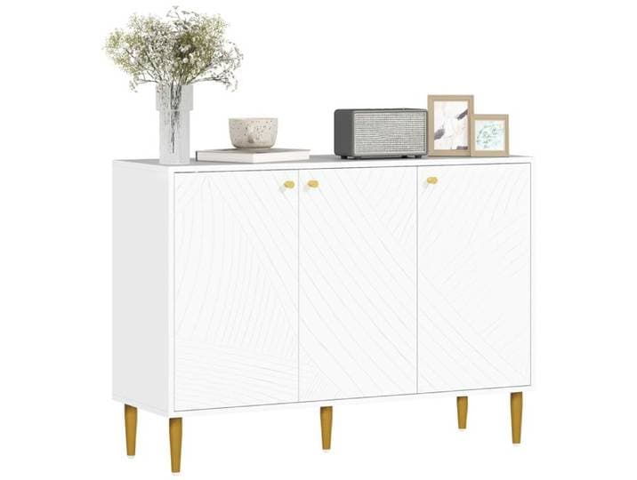 Buffet – Portes sculptées et pieds dorés – pour salon et entrée – 107x35x77 cm Blanc