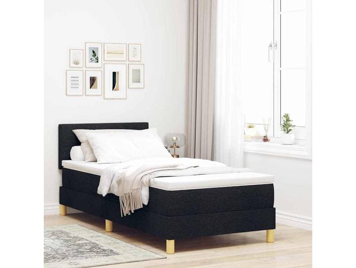 vidaXL Boxspringbett mit Kissen mit Kopfteil Schwarz 90 x 190 cm Stoff