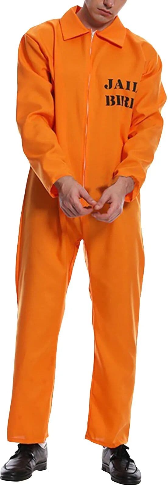 NONE Prisoner Cosplay Costume Jumpsuits Adult Men Orange Prison Uniform Cosplay Masquerade Party Costume Props Uniform Costume