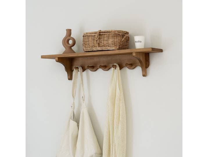 Étagère murale décorative en bois massif de style médiéval, étagère à vagues rétro, étagère de porche, étagère de chambre à coucher