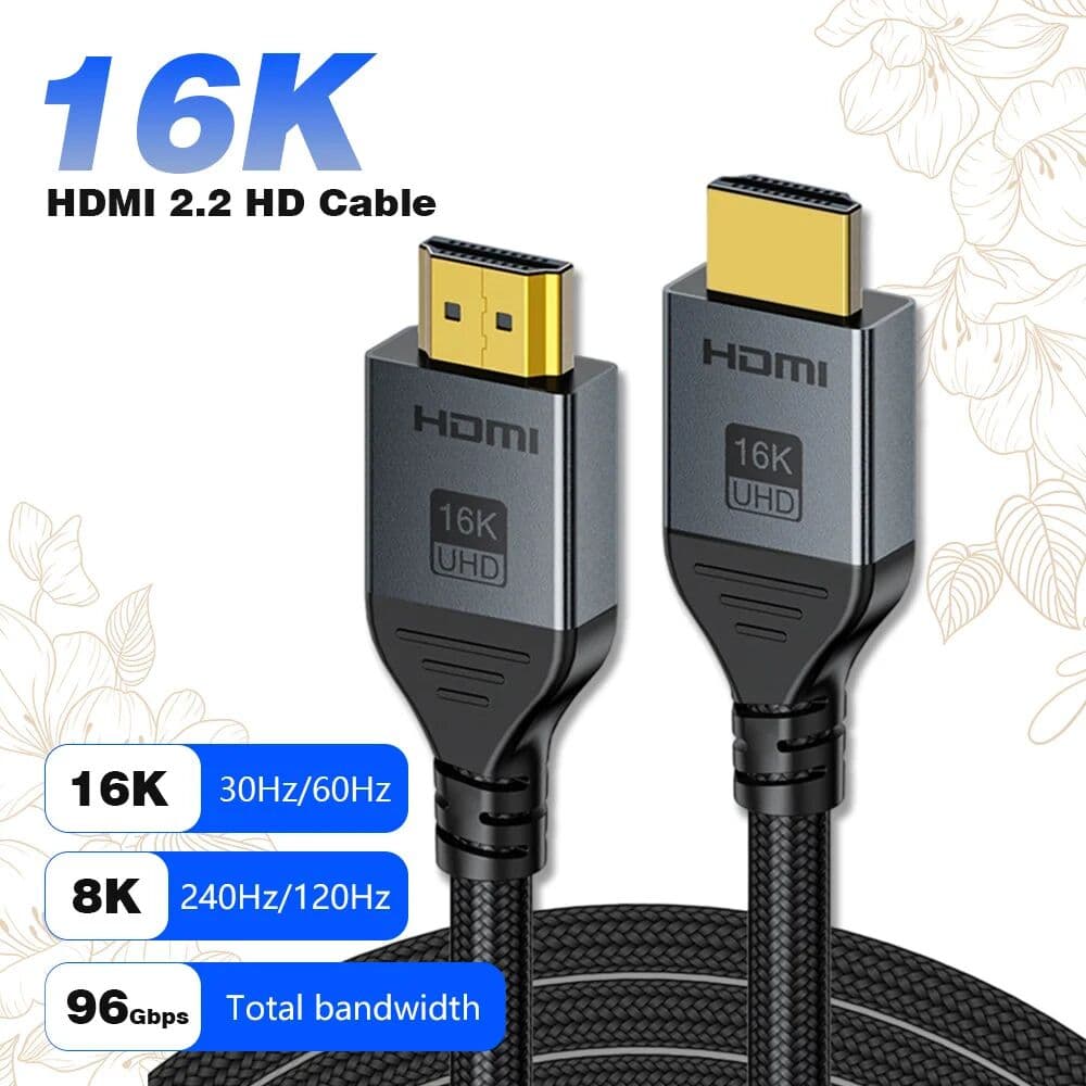 byscoon 16K HDMI 2.2 Cable 96Gbps 8K@240Hz 4K@480Hz HDCP EARC For HDTV PC Laptop Projector PS5 Monitor TV BOX Nintendo Switch 1/2/3/5M