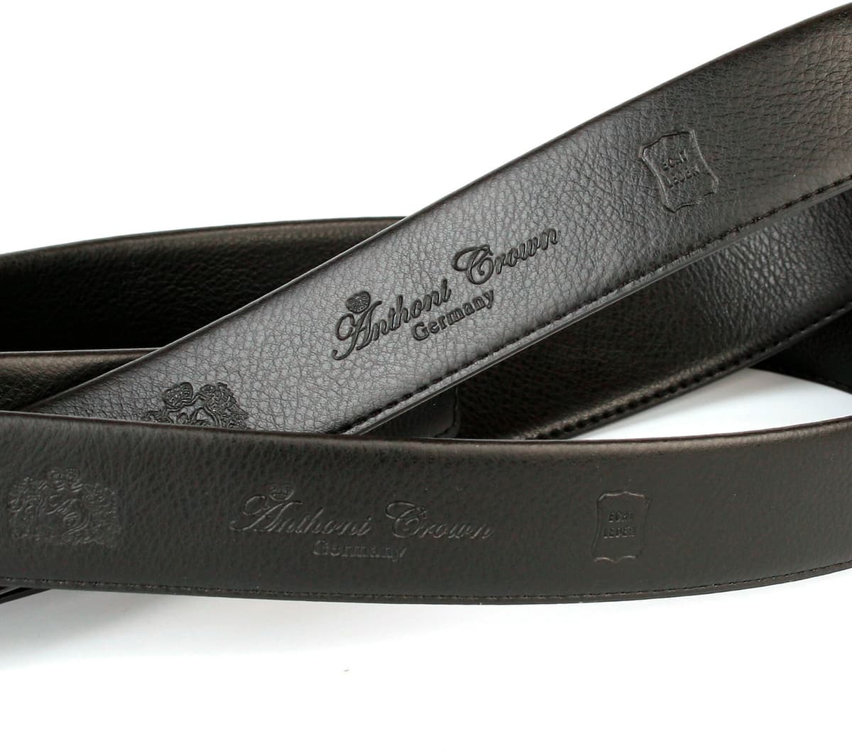 Ledergürtel ANTHONI CROWN, Herren, Gr. 95, schwarz, Rindsleder, unifarben, Gürtel Ledergürtel