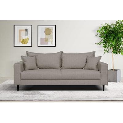 3-Sitzer HOME AFFAIRE "VEYRAS, hoher Sitzkomfort, Maße B/T/H: 212/84/76 cm", grau (taupe), B:212cm H:76cm T:84cm, 100% Polyester, Sofas, mit Wellenunterfederung, incl. Rückenkissen und Zierkissen