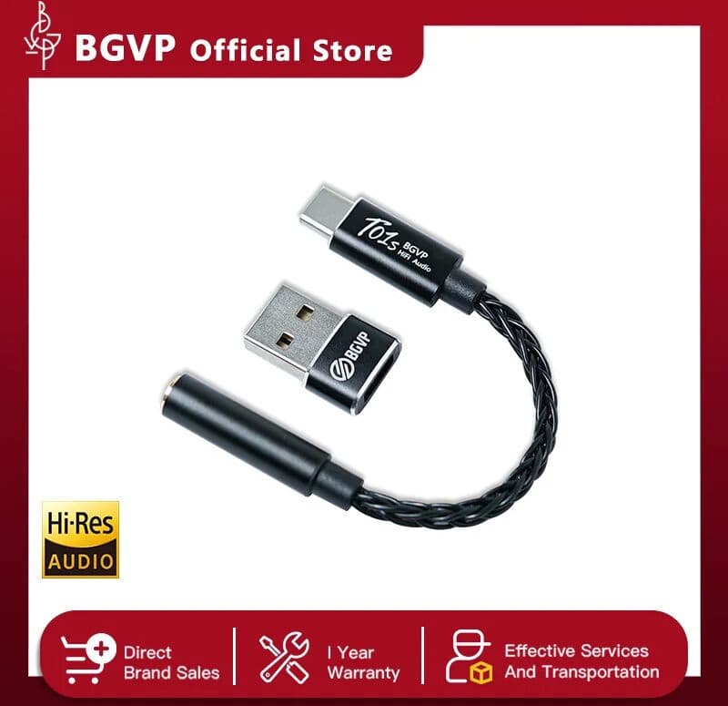 BGVP T01s Dac Decoding Audio HiFi Earphone Amplifier USB TypeC to 2.5/3.5/4.4mm Jack Adapter 32bit Digital Decoder AUX Converter