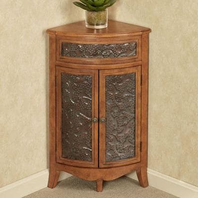 Touch of Class Lonzbard Corner Accent Cabinet Pecan , Pecan