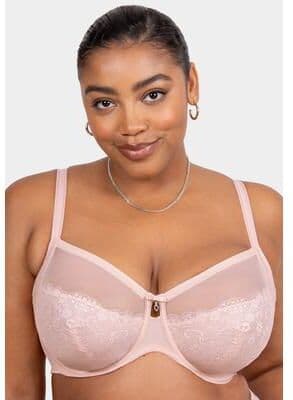 Plus Size Women's Lace Luxe Underwire Bra by Curvy Couture in Blushing Rose (Size 36 G)