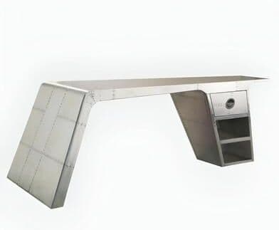 HCD Metolic Aluminum Desk, Silver Roadie Desk