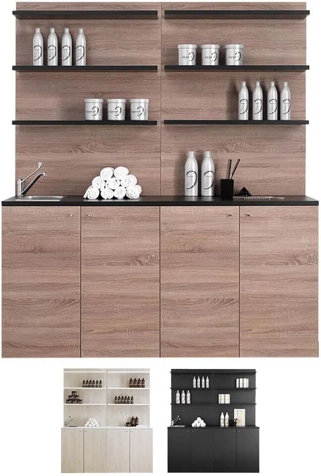 Xanitalia Mobile di servizio con lavandino e miscelatore laminato nero o marrone e nero & oak Larice Bianco