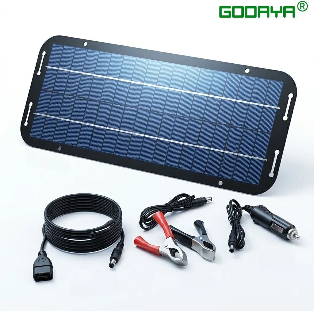 YTYIN IP65 Waterproof Solar Panel Cells Solar Battery Charger Kit 12V High Efficiency Portable Solar Trickle Charger for Car Battery