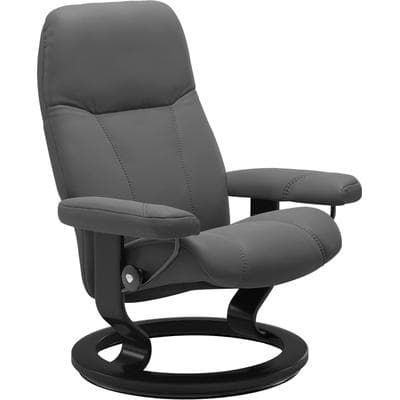 Relaxsessel STRESSLESS "Consul", grau (grau batick), B:85cm H:100cm T:77cm, Leder BATICK: BATICK ist ein leicht korrigiertes, durchgefärbtes und genarbtes Möbelleder, bei dem die meisten Unebenheiten und Spuren in der Regel entfernt wurden.;Leder...