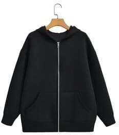 Inspired Finds Women's Oversized Zip Hoodie Casual Hooded Sweatshirt Jacket Loose Streetwear Sports Top black xs(us 2)