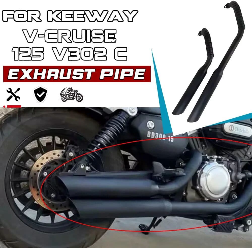 NONE Modified Exhaust Pipe For KEEWAY V-CRUISE 125 V302C, Retro Slip-On , Motorcycle Cruiser Upgrade Accessories