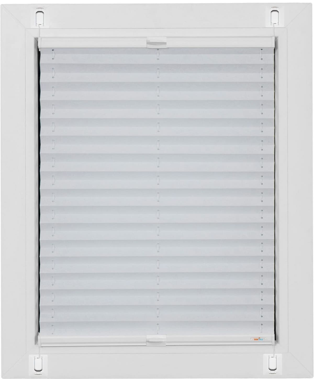 Plissee SUNLINES "Start-up Style Crush, ohne Bohren, blickdicht", weiß, B:43cm H:205cm, Obermaterial: 100% Polyester, Plissees, geklebt mit Gelenkklebeplatte