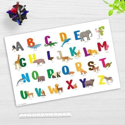 Cover-your-desk Schreibtischunterlage für Kinder abc mit Tieren - französisch, aus hochwertigem Vinyl , 60 x 40 cm