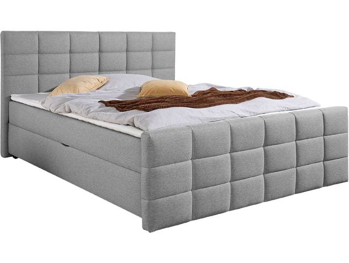 Boxbett HOME AFFAIRE, grau, B:167cm L:220cm, Komplettbetten, Boxbett mit Bettkasten und Fußteil, inkl. Topper
