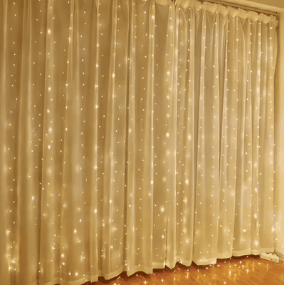 Inspire Curations USB Window LED Curtain Fairy Lights With Remote And 8 Modes warm White 6x3m 600leds