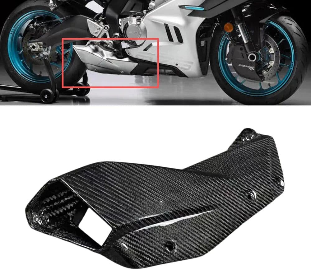 NONE For CFMOTO 675SR R 675 2024 3K Pure Dry Carbon Fiber Exhaust Pipe Cover Heat Anti-Scalding Shell Kit Motorcycle Accessories