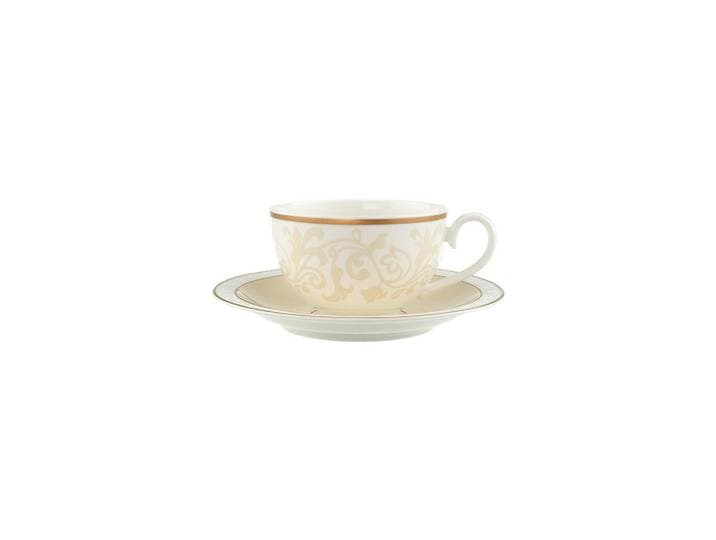 Villeroy & Boch Kaffee-/Teetasse MIT Untertasse Ivoire weiß-gold 120 ml, Weiß, Goldfarben, Keramik, 0.12 L, 16x8.2x16 cm, Geschirr, Tassen, Tassen Sets