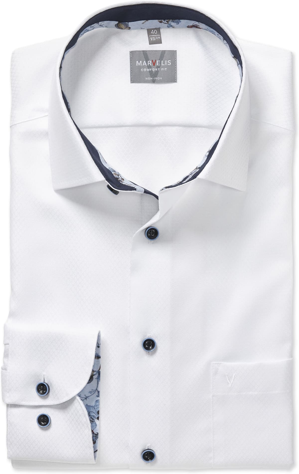 Langarmhemd MARVELIS, Herren, Gr. 40, N-Gr, weiß, Web, Obermaterial: 100% Baumwolle, comfort fit normal, Manschette, Hemden Langarmhemd, Businesshemd, New-Kentkragen, comfort fit