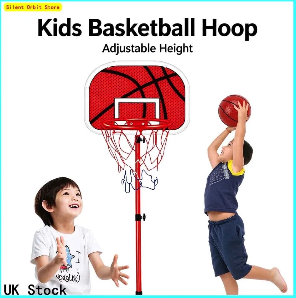 NONE Durable Kids Basketball Hoop Adjustable Height with Ball and Pump Stable Base Portable Indoor Outdoor Sports Toy Set for Boys Girls Children Birthday Gift