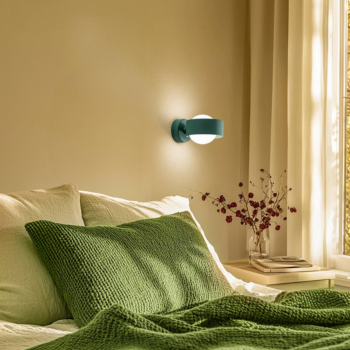 Wandlampe Mado Argon, dimmbar, grün, für Wohn- / Esszimmer, Metall, Junges Wohnen, Wandleuchte, Wandlampe Innen