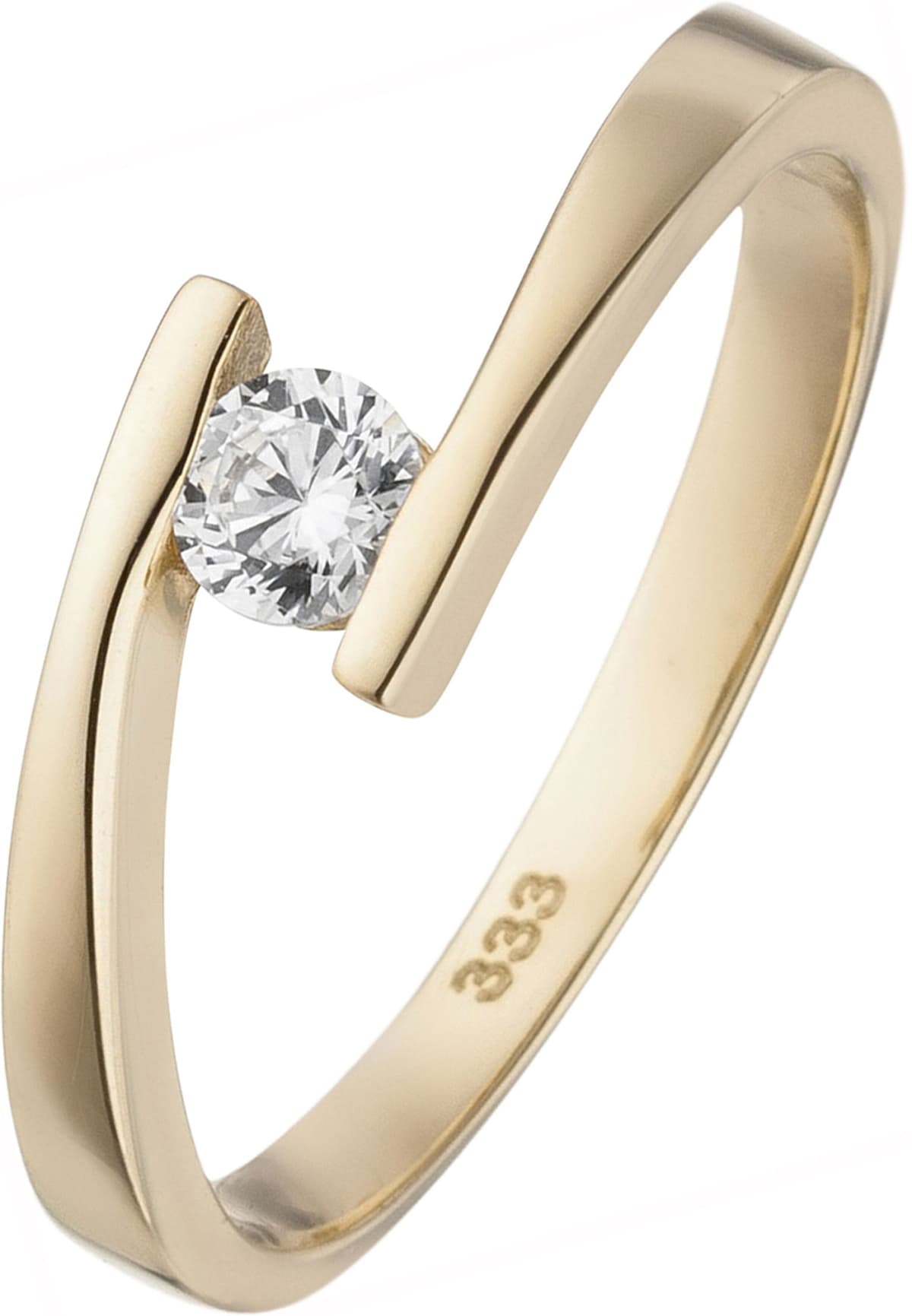 Fingerring JOBO Gr. 60, gold (gelbgold 333), Fingerringe, Damen, 60, Gelbgold 333, Fingerring, 333 Gold mit 1 Zirkonia