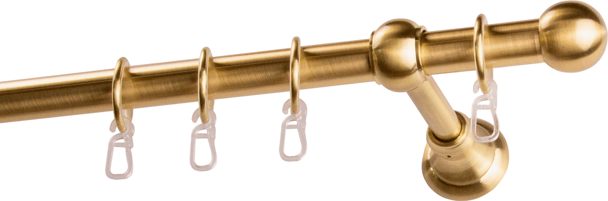 Gardinenstange GARESA "ANDREA", gold (mattmessingfarben), L:210cm Ø:20mm, Metall, Gardinenstangen, Gardinenstange, Vorhanggarnitur, verlängerbar, Endknopf Kugel kurz, mit Ringen mattmessingfarben B/L: 210cm Ø 20mm, 1 Stk., 1 läufig