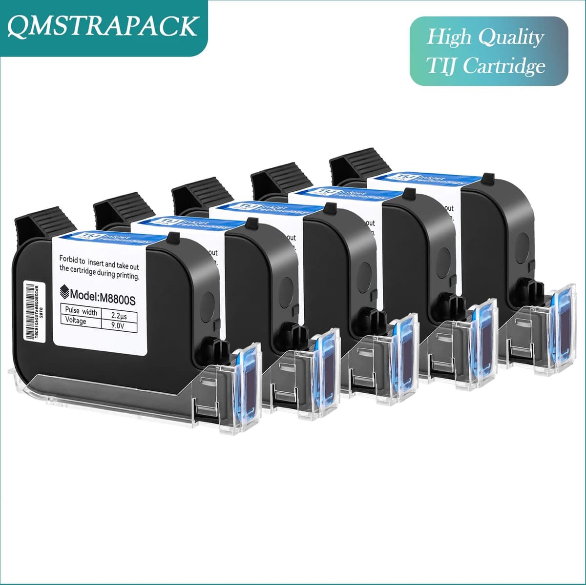 QMSTRAPACK TIJ Online Handheld Inkjet Printer Cartridge 12.7mm Original Fast Drying Water-proof Solvent Black Ink 1/2/3/5PC