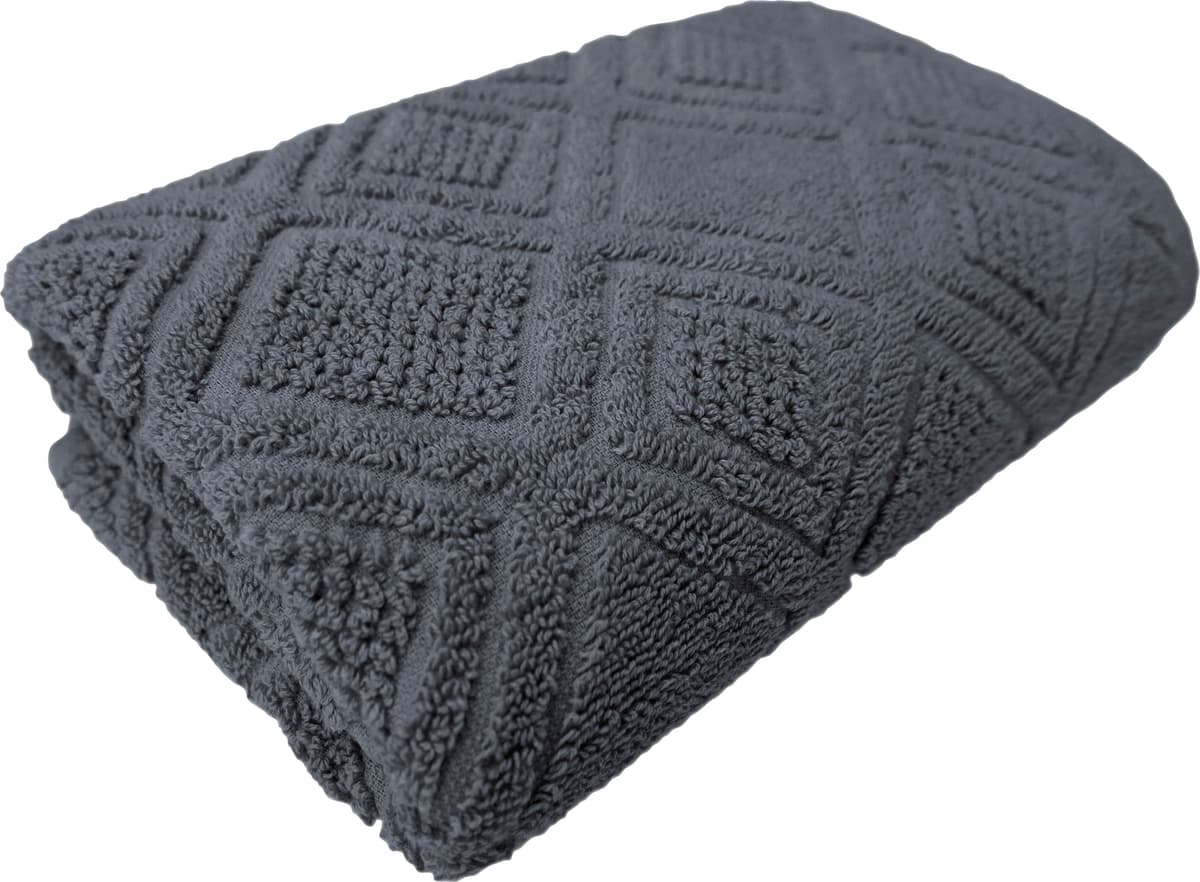 Badetuch FRAMSOHN FROTTIER "Mosaik Duschtuch", grau (anthrazit, anthrazit, dunkelgrau), B:75cm L:150cm, Frottier, Obermaterial: 100% Baumwolle, Handtücher, Badetuch, gemustert, fein gewalkter Feinzwirn, hergestellt in Österreich anthrazit, anthrazit, dunk