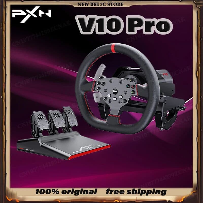 Original PXN V10 Pro Customized Gaming Car Simulator Racing Game Pad Vibration Joysticks Gaming Steering Wheel For PC PS4 Xbox