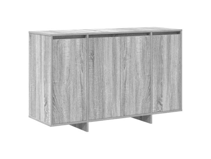 GHVBNMF Sideboard Grau Sonoma 120 x 41 x 75 cm Kommode 4 Türen Stilvoller Anrichte-Schrank aus Holzwerkstoff für Wohnzimmer und Essbereich mit 4 Türen und 3 Fächern für Ordnung.