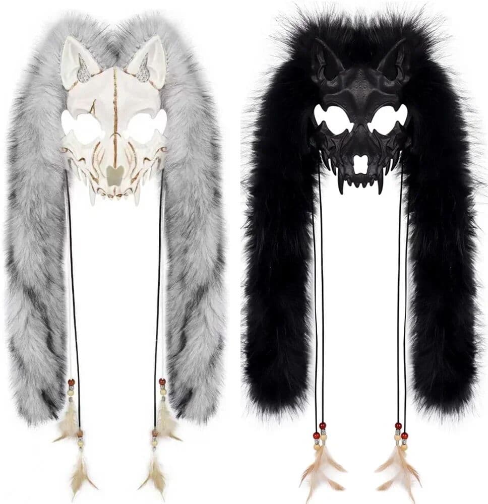 NONE Furry Kig Beast Wolf Head Mask Cosplay Kigurumi Animal Skull Fox Masks Carnival Halloween Dress Up Party Costume Props