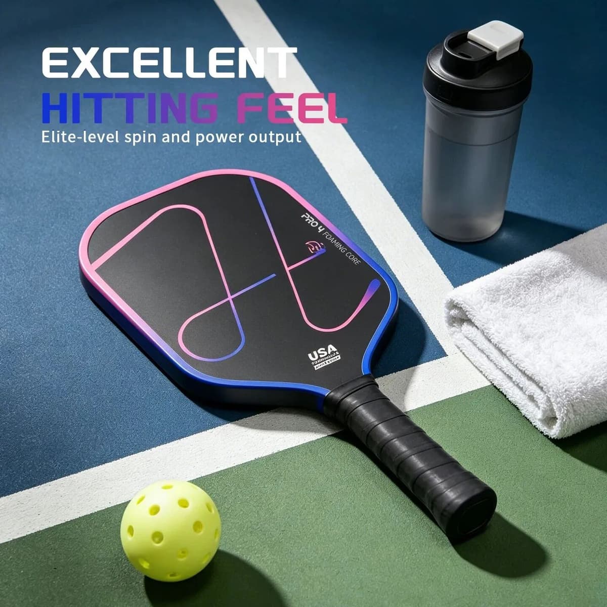 YOUYUEBEI Luzz Pro 4 Inferno Heat Press Pickleball Paddle, Made with MPP Material & Toray T700 Standard Carbon Fiber