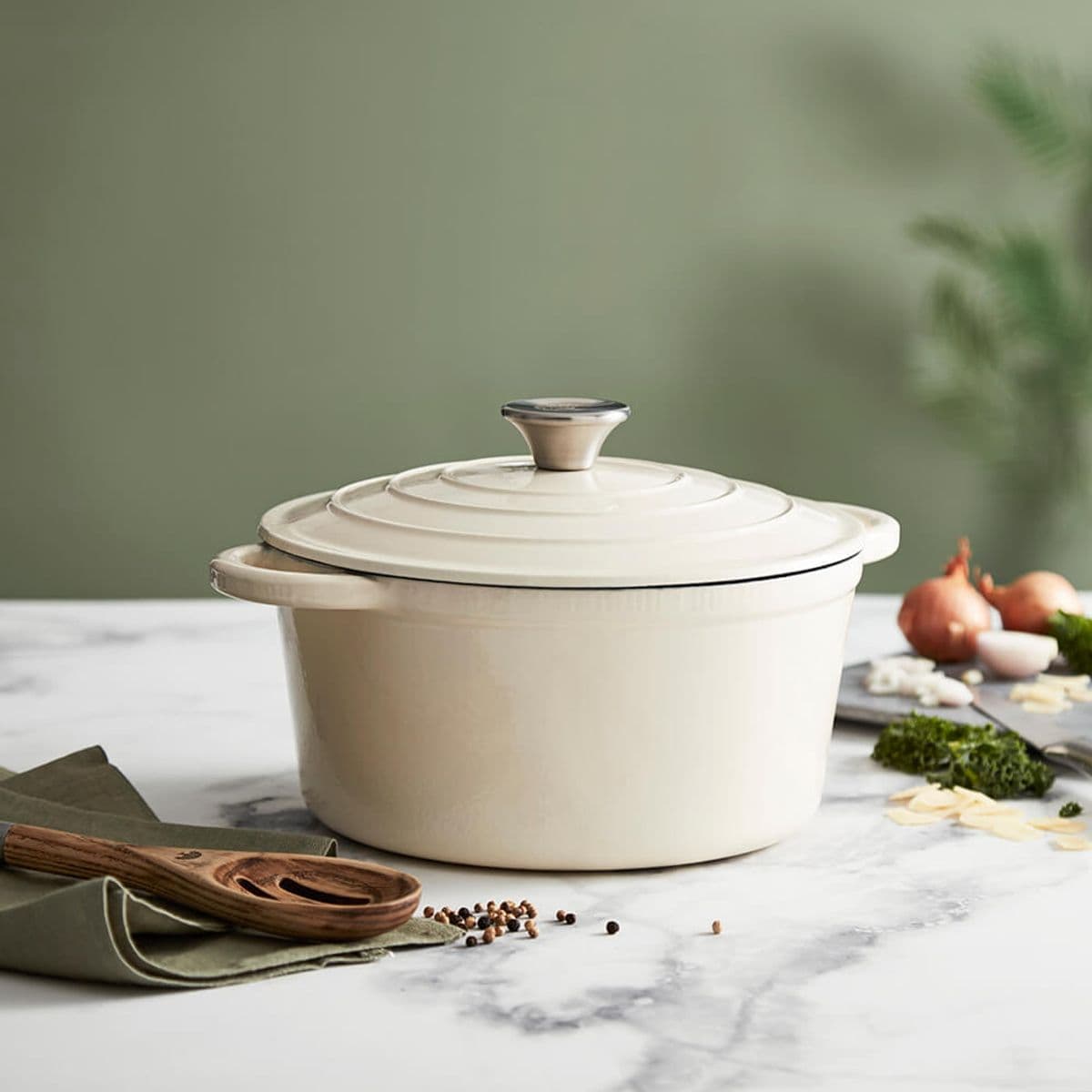 Barbary & Oak Rund Støpejernsgryte Kremhvit 4 L