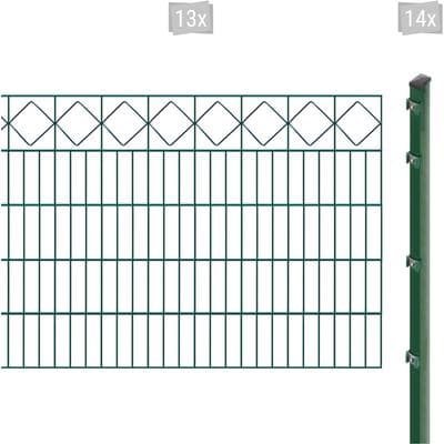 Doppelstabmattenzaun ARVOTEC "EXCLUSIVE 100 zum Einbetonieren "Karo" mit Zierleiste", grün (dunkelgrün), H:100cm, Kunststoff, Stahl, Zaunelemente, Zaunhöhe 100 cm, Zaunlänge 2 - 60 m
