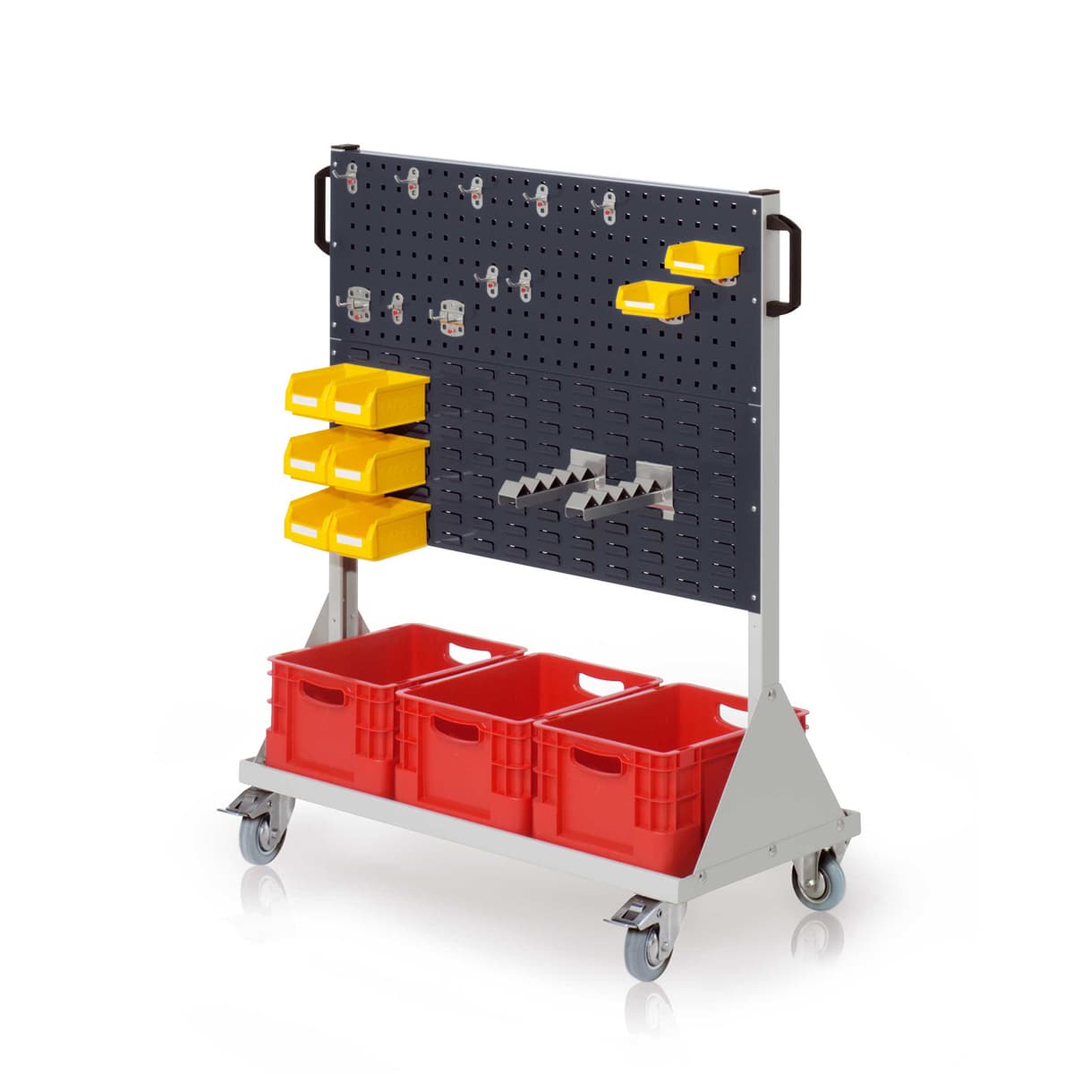 Kappes Systeme Kappes RasterMobil® mobiler Arbeitsplatzschrank Größe #3 1230x1000x500mm - 2x Lochplatte 2x Schlitzplatte - 29-teilig - anthrazitgrau