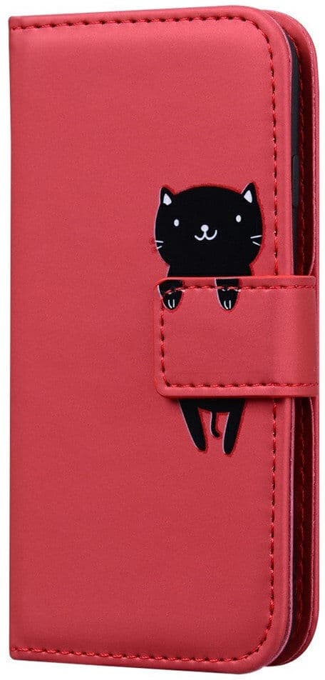 INCOVER iPhone 17e / 16e Kunstlæder Flip Cover m. Figur & Ståfunktion - Rød