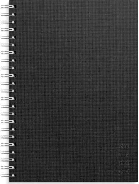 Burde Notesbog, Tekstil, A4, Linjeret, Black